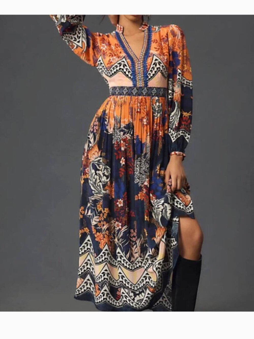 Bhanuni by Jyoti Patterned Maxi Dress Size 2 - Picture 7 of 9